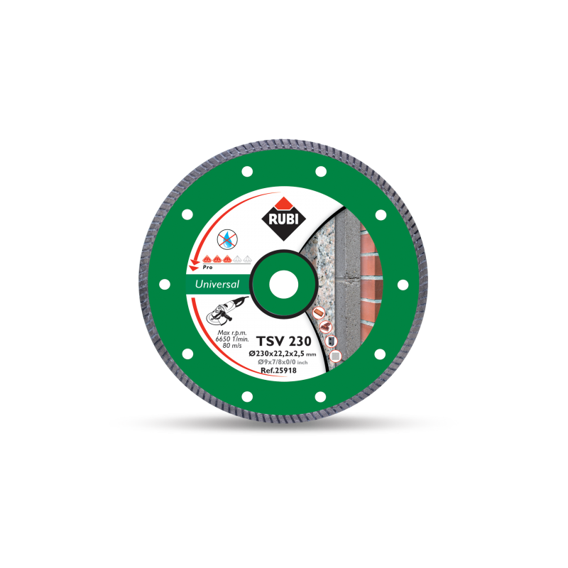 Disc diamantat TSV 230 PRO RUBI, 230/22.2mm, caramida, beton, terazzo