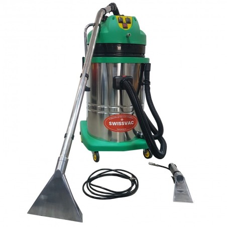 Aspirator cu injectie si extractie apa AC-602CS SWISSVAC, 2 motoare, putere 2000W, tensiune 230V, cuva inox fixa 60 litri
