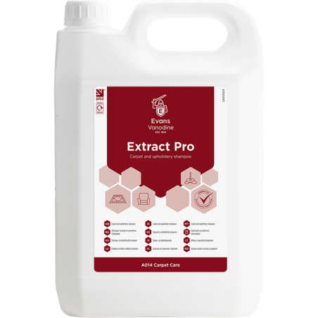 Detergent EXTRACT PRO parfumat, cu spumare redusa, pentru curatarea mochetelor, a covoarelor si a tapiteriilor, recipient 5l